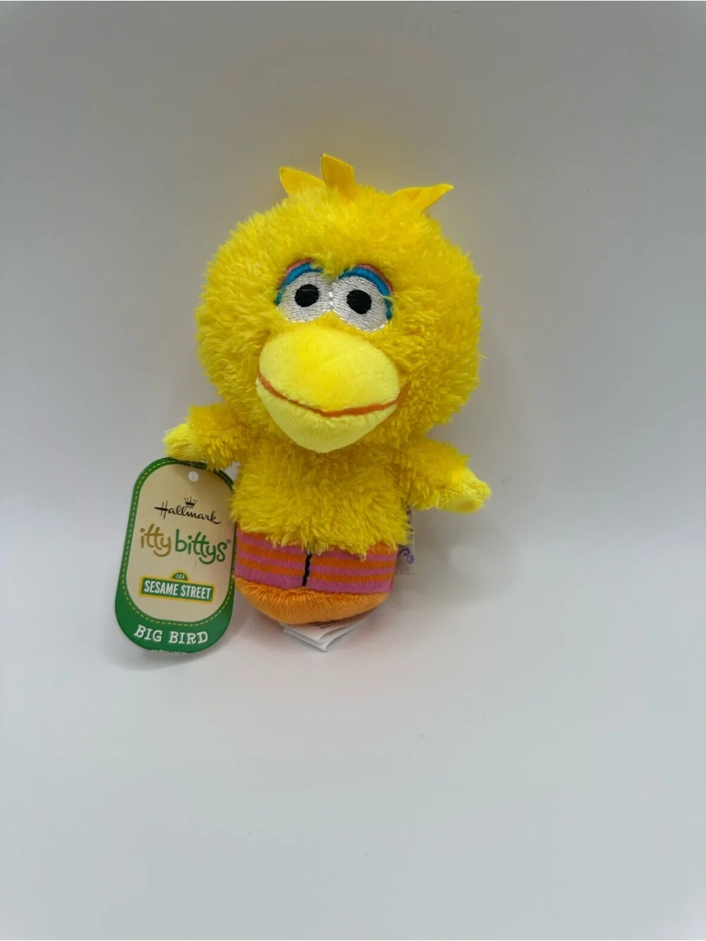 Hallmark Itty Bittys Big Bird Plush - Yellow with Orange & Pink Stripe